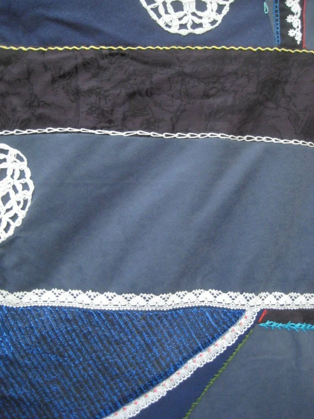 Patchwork Machine Stitch Embrodier Unfinished Crazy Quilt Hand Crafted Fabric